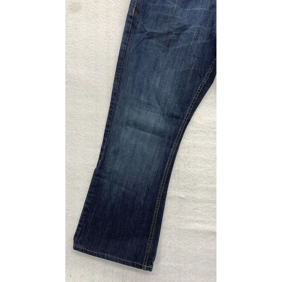 VTG Perry Ellis Denim Jeans Men's Size 34X30 Blue Factory Distressed Bootcut - Picture 14 of 16